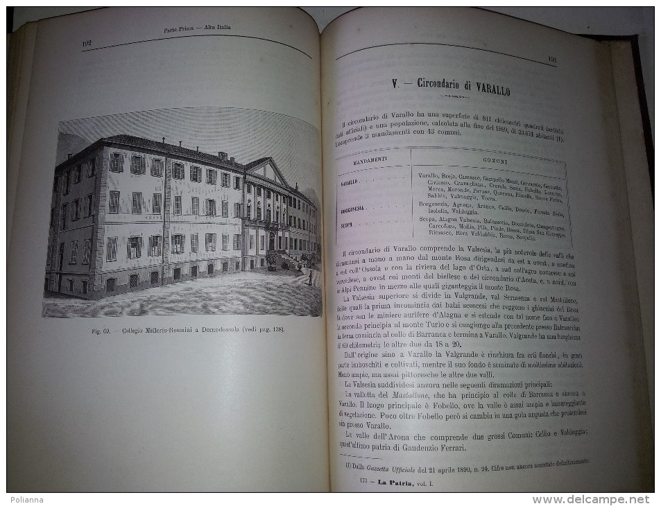 M#0P20 Strafforello LA PATRIA GEOGRAFIA DELL'ITALIA -ALESSANDRIA-ASTI-CUNEO U.T.Ed.1890/FRUGAROLO/NOVI LIGURE/TORTONA - Histoire, Philosophie Et Géographie