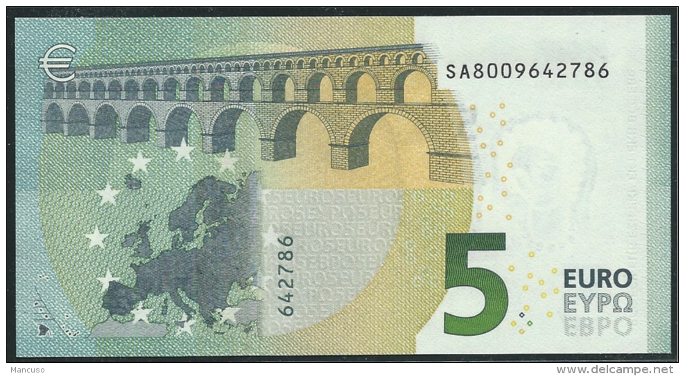 &euro; 5 ITALY  SC S001 H6  DRAGHI  UNC - 5 Euro