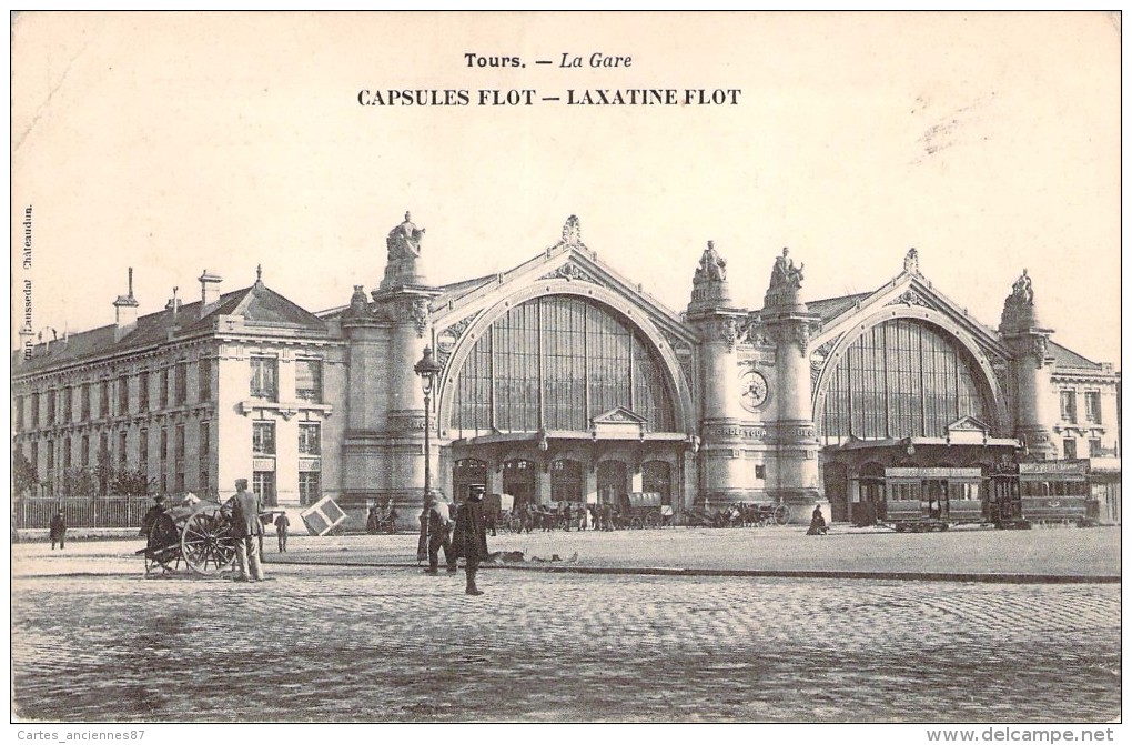 CPA (Pub Capsules Flot) Tours La Gare (animée) I647 - Tours