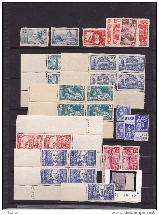 FRANCE  COLLECTION D'AVANT-GUERRE  NEUFS  (MNH**)  ET 5 TIMBRES OBLITERES  COTE : 918 EUROS - Collections