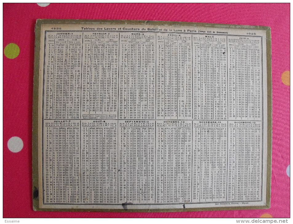 Calendrier Illustré En Carton De 1935. Almanach Des Postes Et Des Télégraphes. Oberthur - Formato Grande : 1921-40