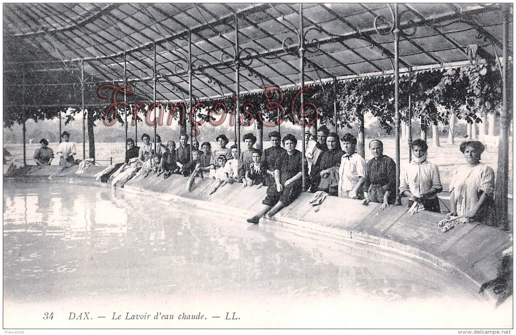 (40) Dax - Le Lavoir D'eau Chaude - Lavandières Laveuses - 2 SCANS - Dax