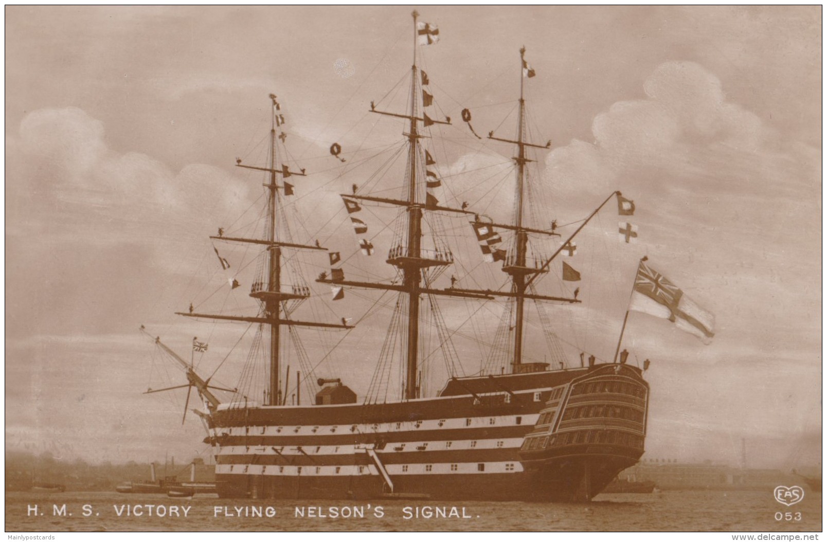 AM91 H.M.S. Victory Flying Nelson's Signal - RPPC - Portsmouth