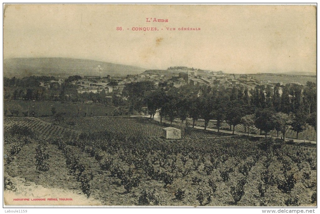 CONQUES SUR ORBIEL : " Vue Générale " Circulé En 1917 - Conques Sur Orbiel