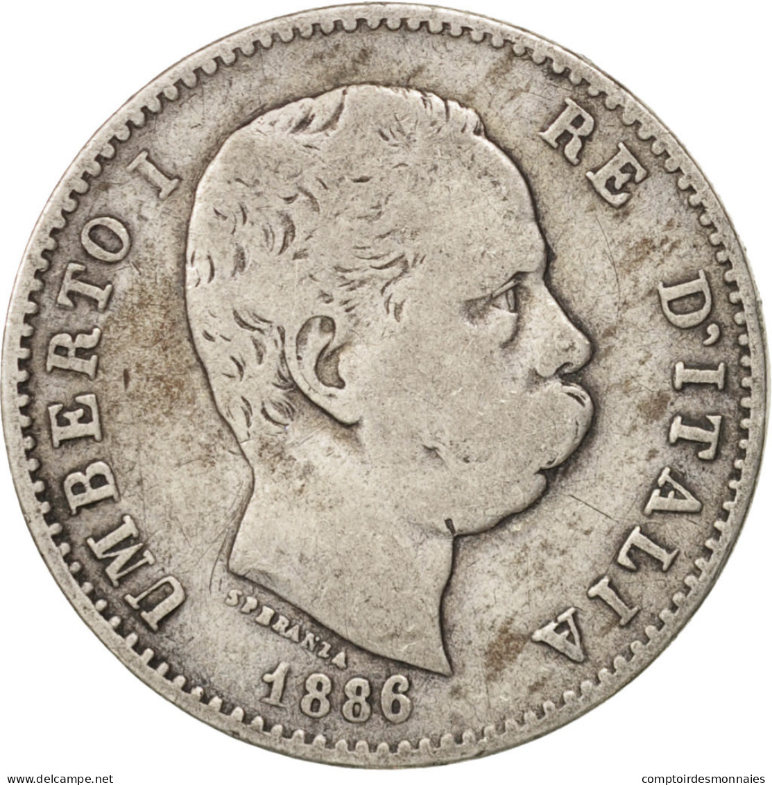 Monnaie, Italie, Umberto I, Lira, 1886, Rome, TB, Argent, KM:24.1 - 1878-1900 : Umberto I