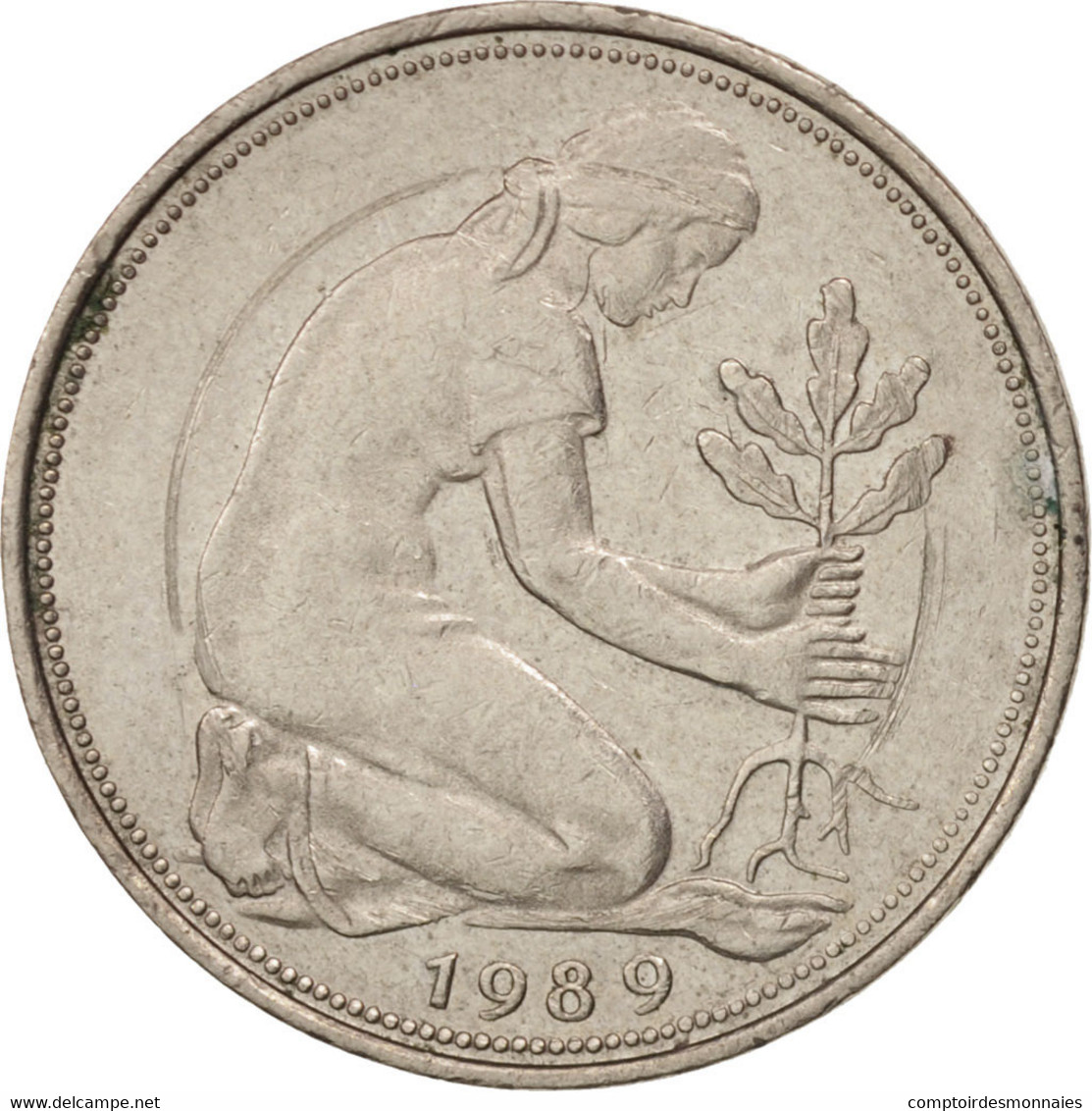 Monnaie, République Fédérale Allemande, 50 Pfennig, 1989, Karlsruhe, TTB+ - 50 Pfennig
