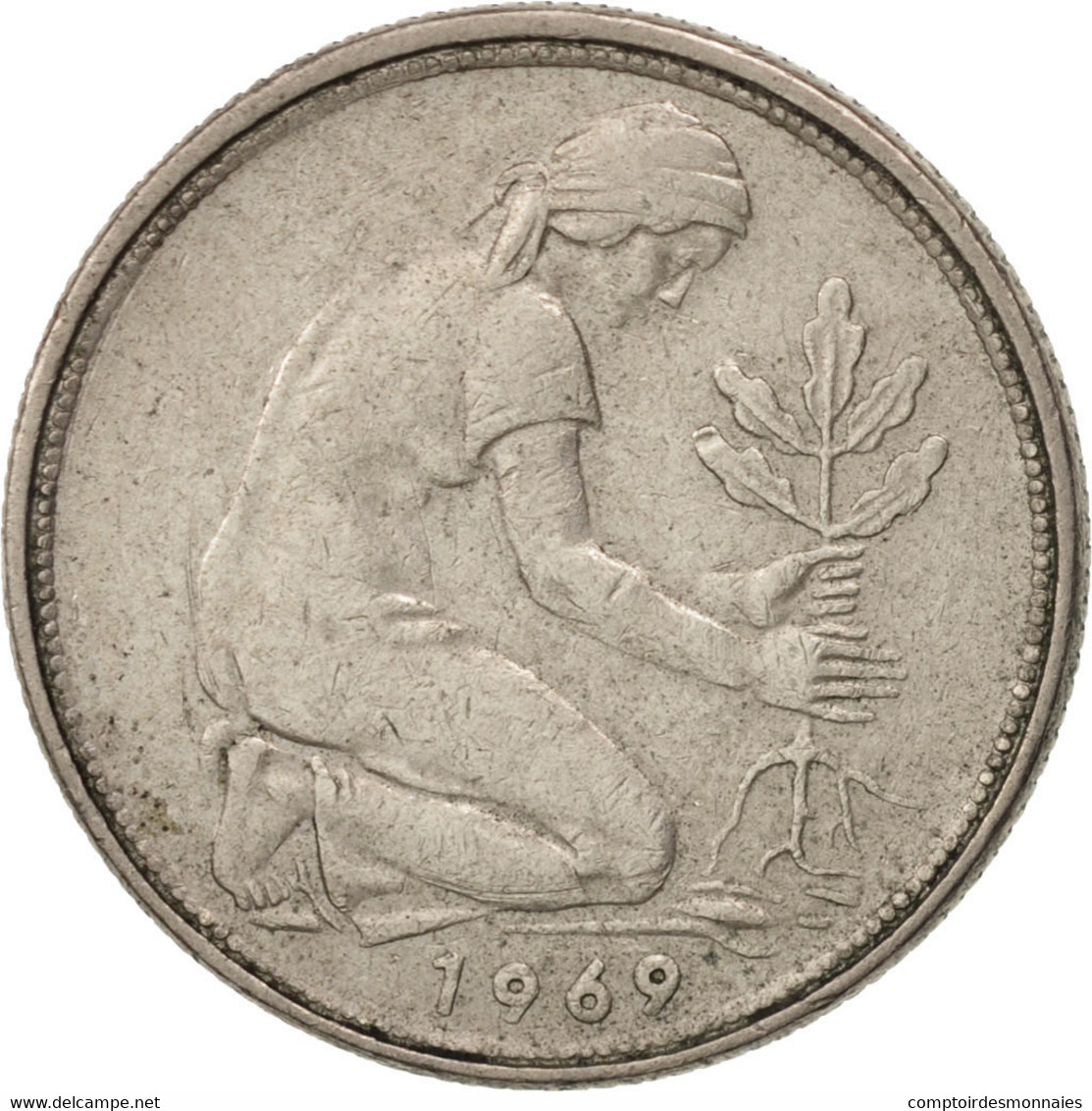 Monnaie, République Fédérale Allemande, 50 Pfennig, 1969, Stuttgart, TTB - 50 Pfennig