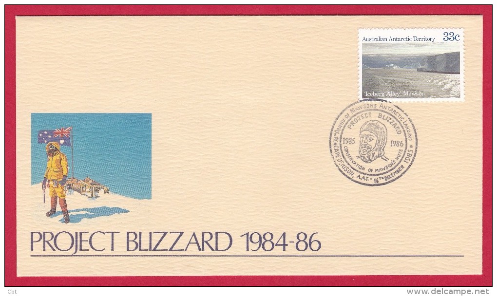 , Lettre 1985-1986, Mission Ptoject Blizzard 1984-1986, Oblit. BT, Iceberg Alley Mawson, Cape Denison (3090) - Brieven En Documenten
