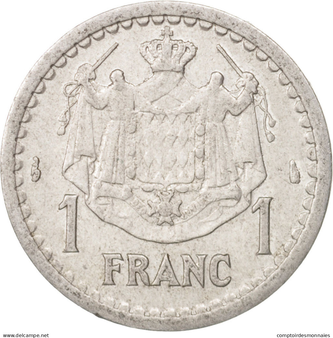 Monnaie, Monaco, Louis II, Franc, 1943, TTB+, Aluminium, KM:120 - 1922-1949 Louis II