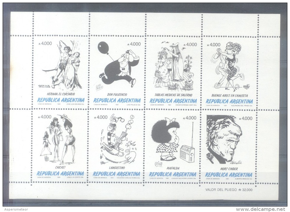 EL HUMOR Y LA HISTORIETA ARGENTINA I - AÑO 1991 HOJITA BLOC JALIL NRO. 99 TBE MNH DESSINS HUMORISTIQUES - Hojas Bloque