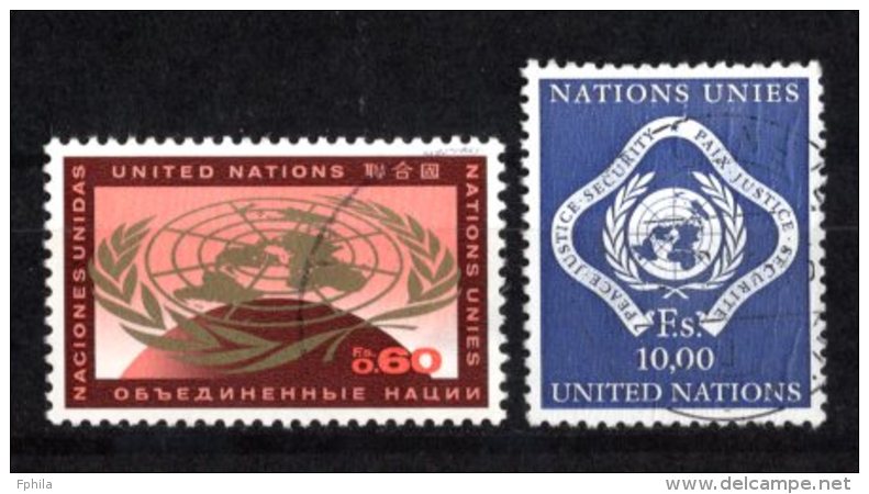 1970 UNITED NATIONS GENEVA DEFINITIVES MICHEL: 9-10 USED - Used Stamps