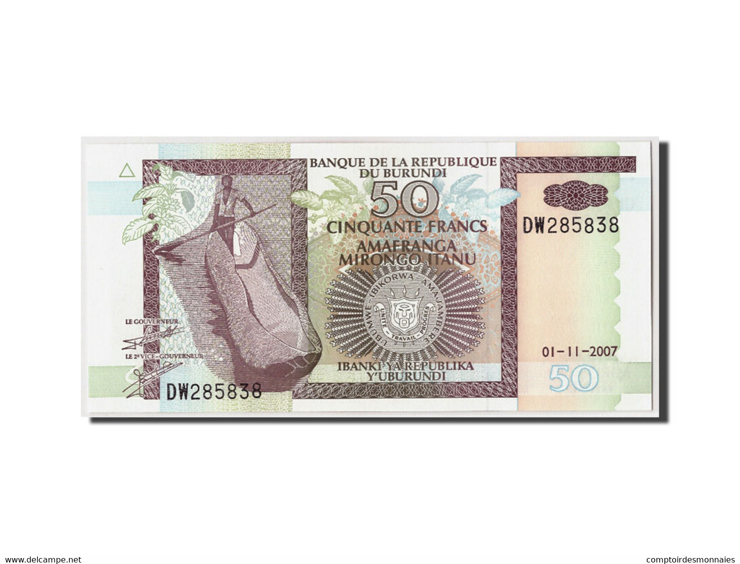 Billet, Burundi, 50 Francs, 2007, 2007-11-01, KM:36g, NEUF - Burundi