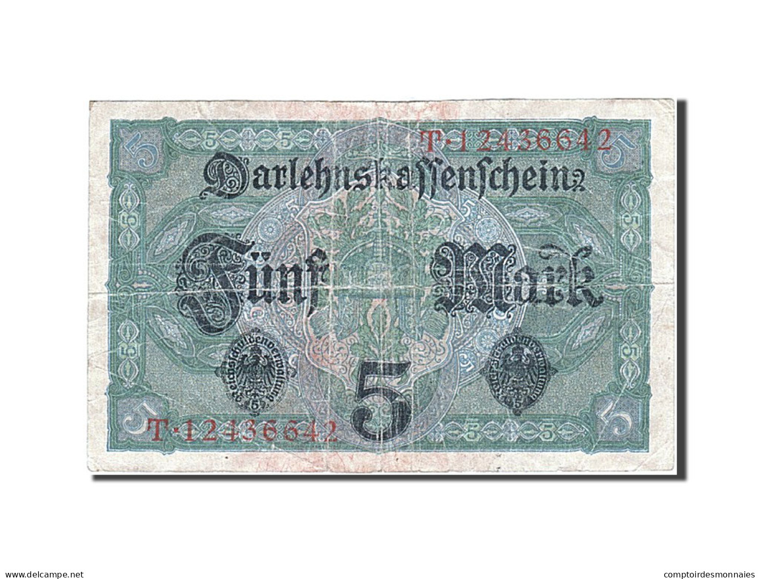 Billet, Allemagne, 5 Mark, 1917-1918, 1917-08-01, KM:56a, TB - 5 Mark