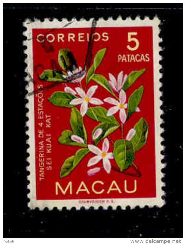 ! ! Macau - 1953 Flowers 5 P - Af. 383 - Used - Oblitérés