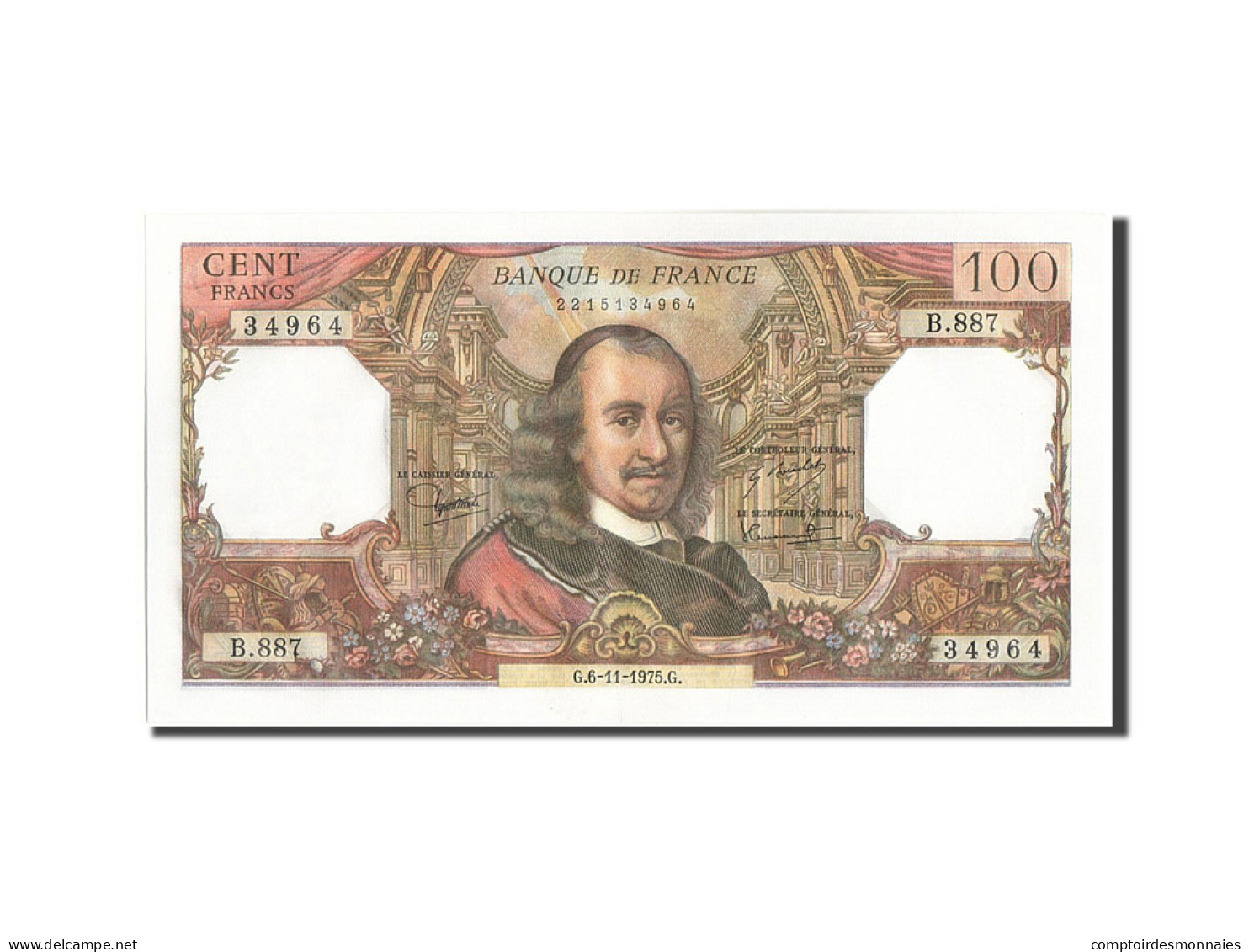 Billet, France, 100 Francs, 100 F 1964-1979 ''Corneille'', 1975, 1975-11-06 - 100 F 1964-1979 ''Corneille''