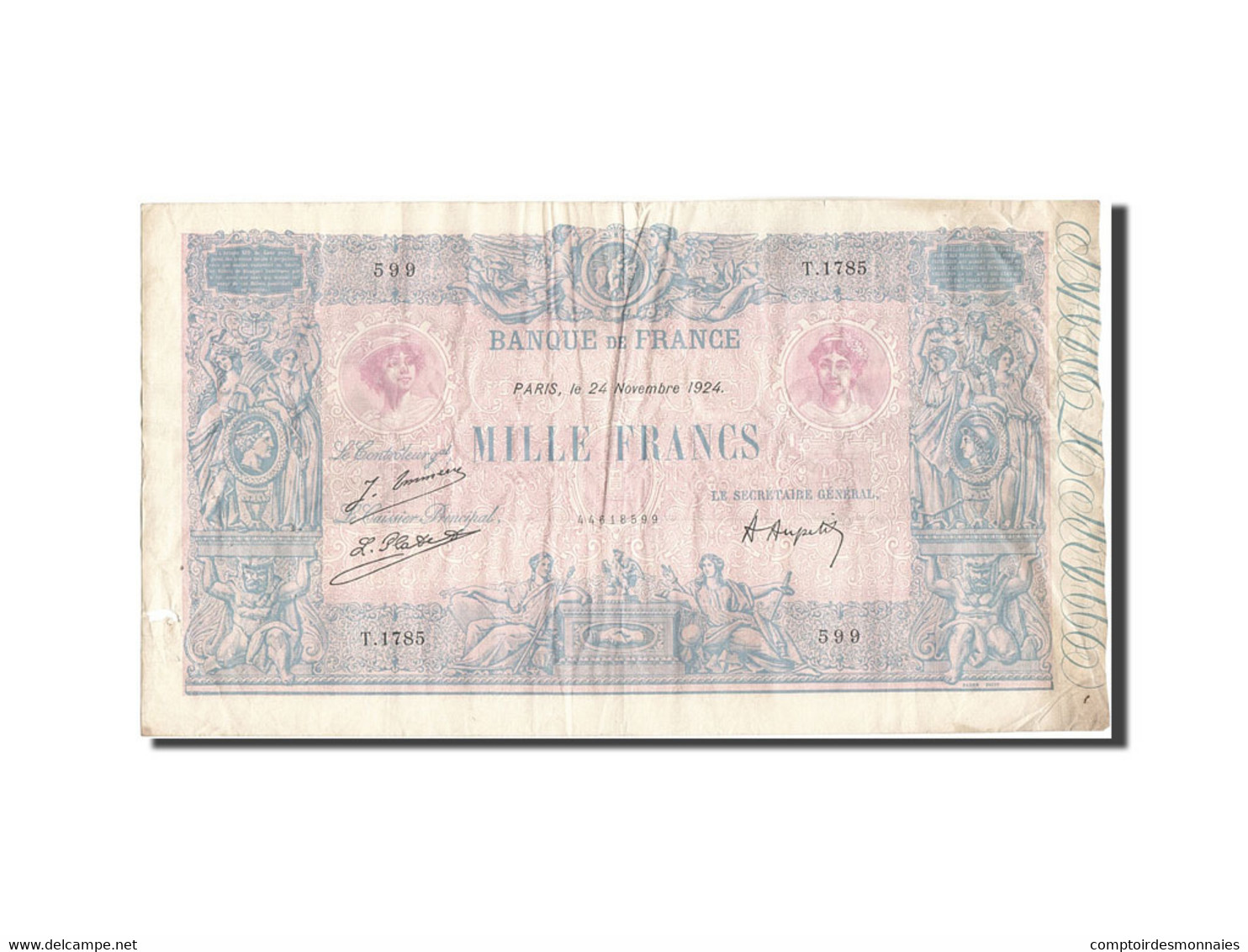 Billet, France, 1000 Francs, 1 000 F 1889-1926 ''Bleu Et Rose'', 1924 - 1 000 F 1889-1926 ''Bleu Et Rose''