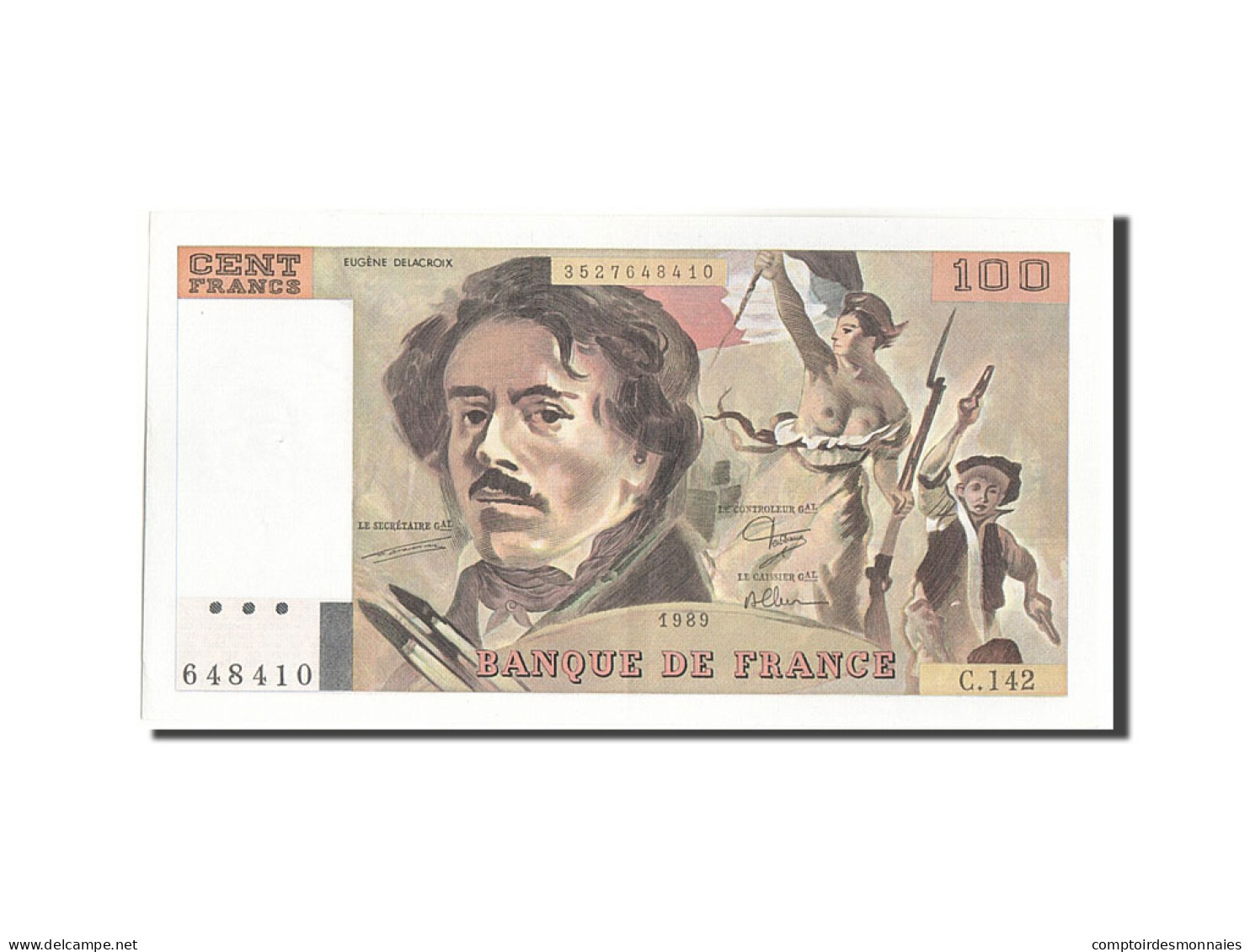 Billet, France, 100 Francs, 100 F 1978-1995 ''Delacroix'', 1989, 1989, SUP+ - 100 F 1978-1995 ''Delacroix''