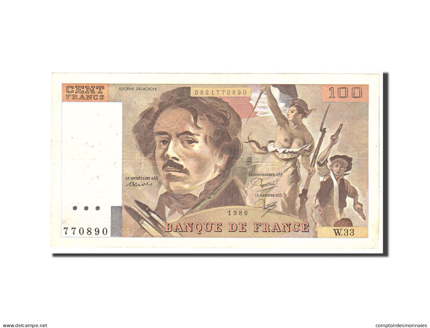 Billet, France, 100 Francs, 1980, Undated, TTB, Fayette:69.4, KM:154a - 100 F 1978-1995 ''Delacroix''