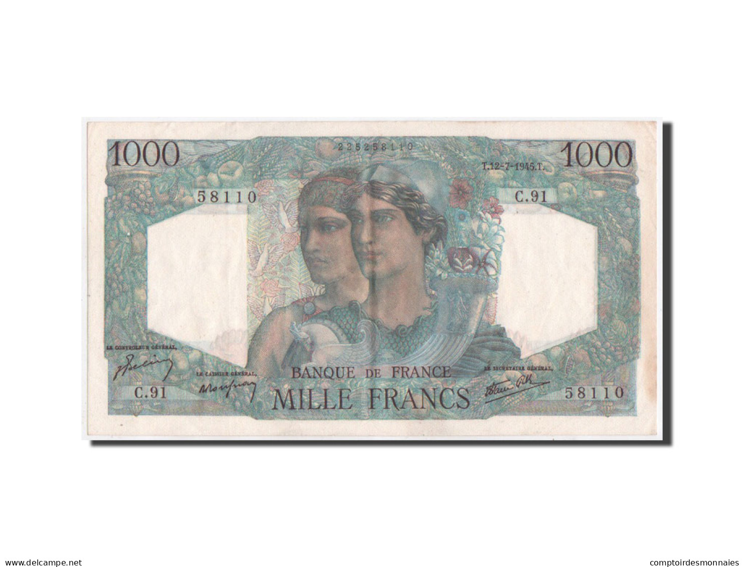 Billet, France, 1000 Francs, 1945, 1945-7-12, TTB+, Fayette:41.6, KM:130a - 1 000 F 1945-1950 ''Minerve Et Hercule''