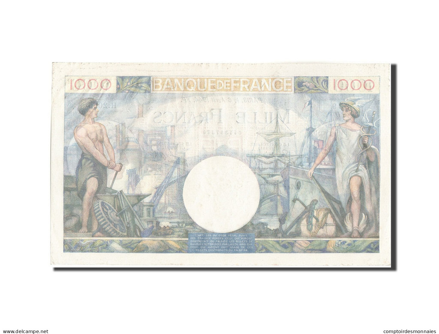 Billet, France, 1000 Francs, 1 000 F 1940-1944 ''Commerce Et Industrie'', 1944 - 1 000 F 1940-1944 ''Commerce Et Industrie''