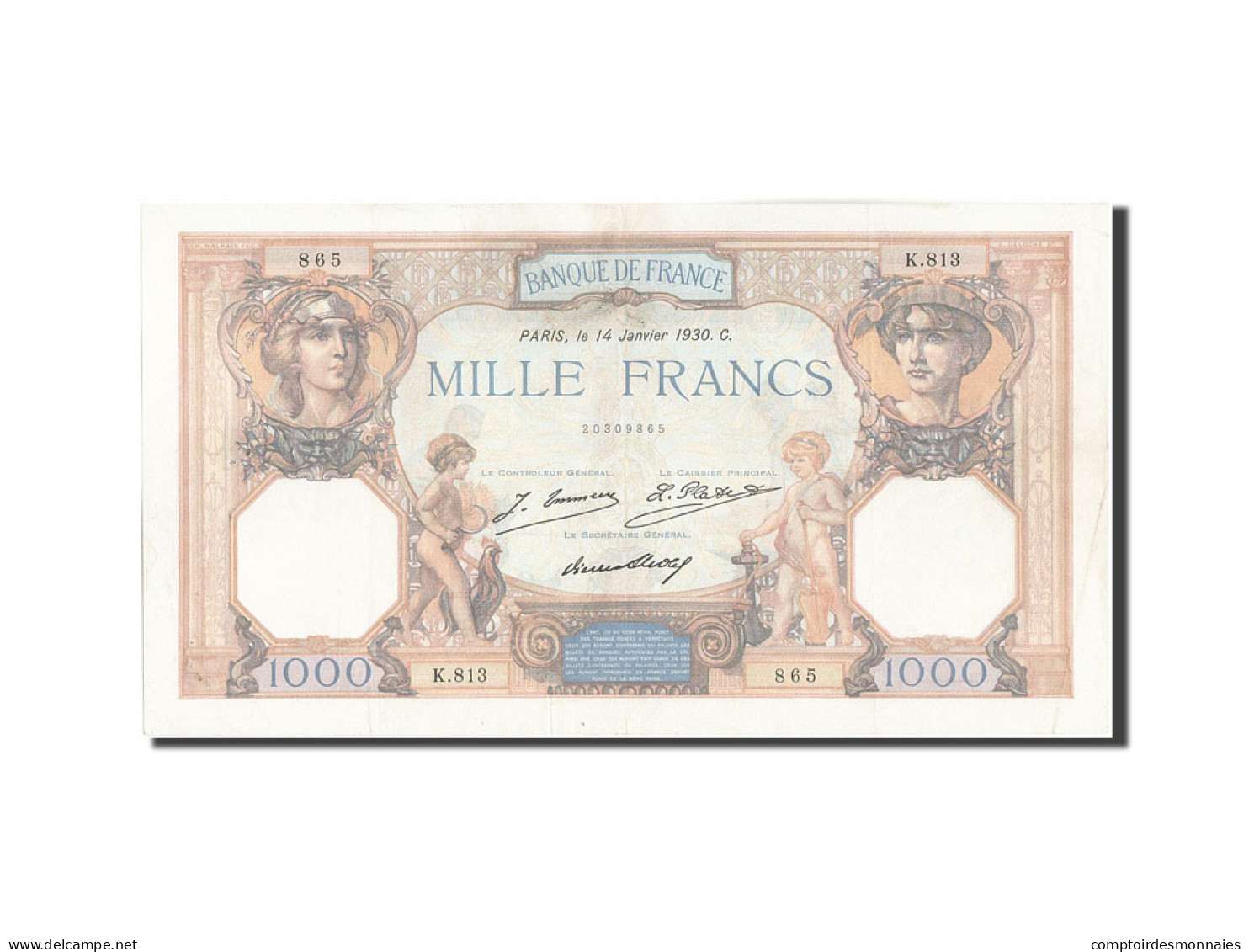 Billet, France, 1000 Francs, 1 000 F 1927-1940 ''Cérès Et Mercure'', 1930 - 1 000 F 1927-1940 ''Cérès Et Mercure''