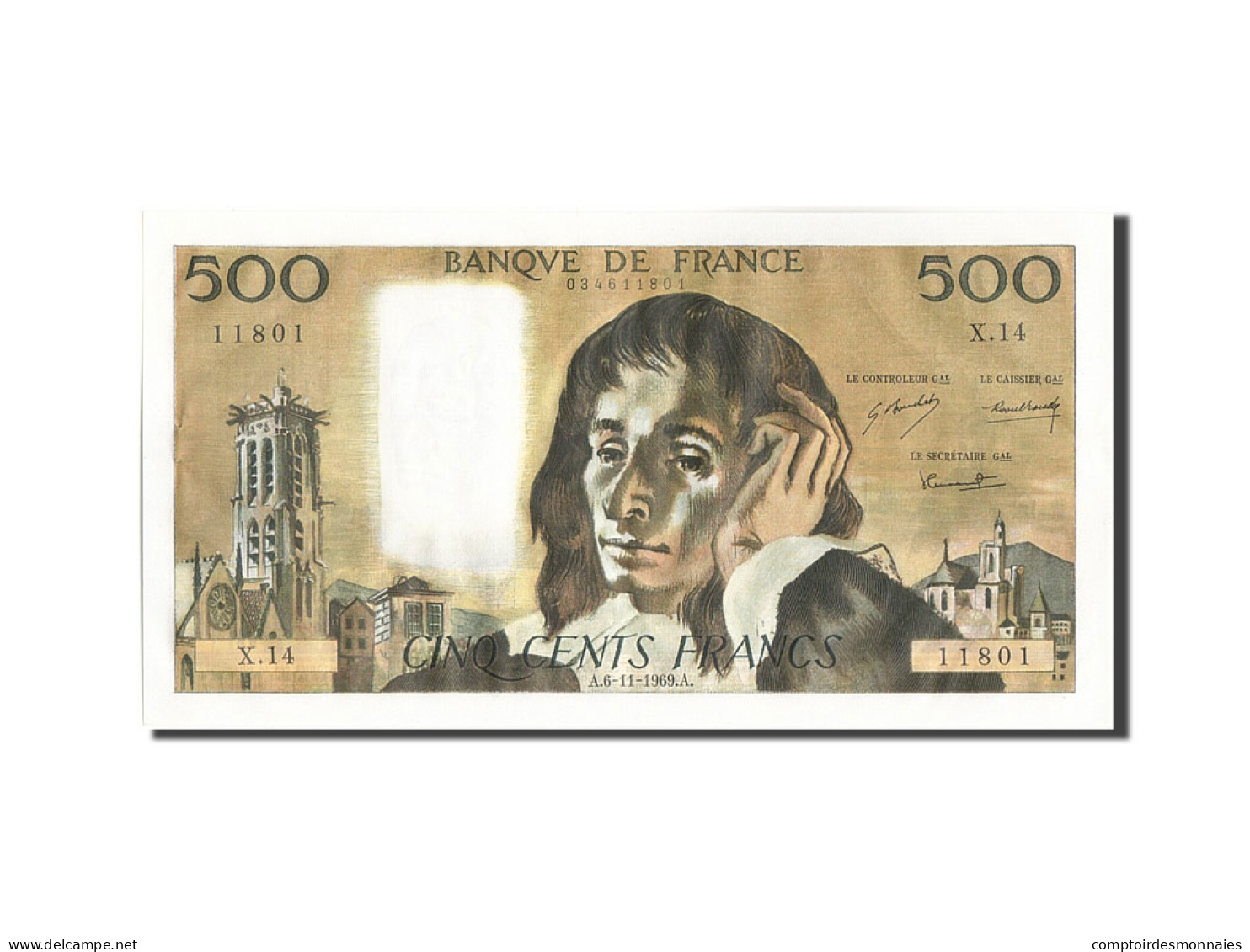 Billet, France, 500 Francs, 500 F 1968-1993 ''Pascal'', 1969, 1969-11-06, SPL - 500 F 1968-1993 ''Pascal''