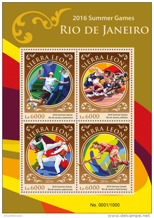 SIERRA LEONE 2016 ** Olympic Summer Games 2016 Olympia Rio 2016 M/S - OFFICIAL ISSUE - A1615 - Summer 2016: Rio De Janeiro