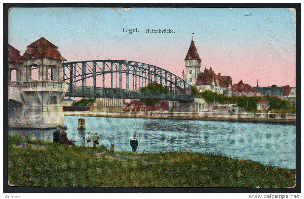 2403 - Alte Ansichtskarte - Tegel Hafenbrücke Brücke Gel - Loebell - Tegel
