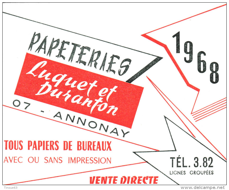 Calendrier Petit Format - 1968 - Papeteries LUQUET Et DURANTON à Annonnay - Petit Format : 1961-70