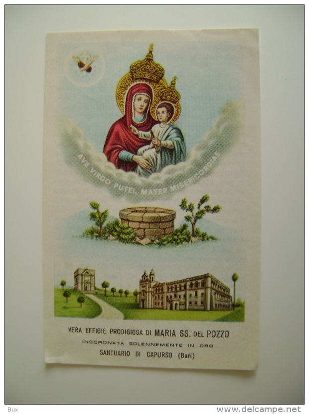 CAPURSO  MARIA SS. DEL POZZO    MADONNA CON GESU' BAMBINO IMAGE PIEUSES   SANTINO HOLY CARD - Santini