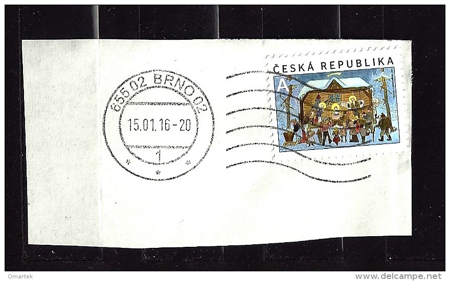 Czech Republic  Tschechische Republik 2014 ⊙ Mi 826 Josef Lada - Christmas, Weihnachten. Cutting, Auf Briefstück C.11 - Oblitérés