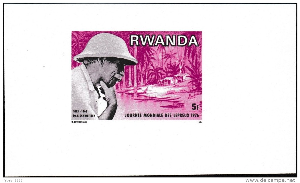 Rwanda 1976 COB 713/20. 8 épreuves finales. Dr Albert Schweitzer, prix Nobel. Lambaréné, portrait, orgue, palmiers