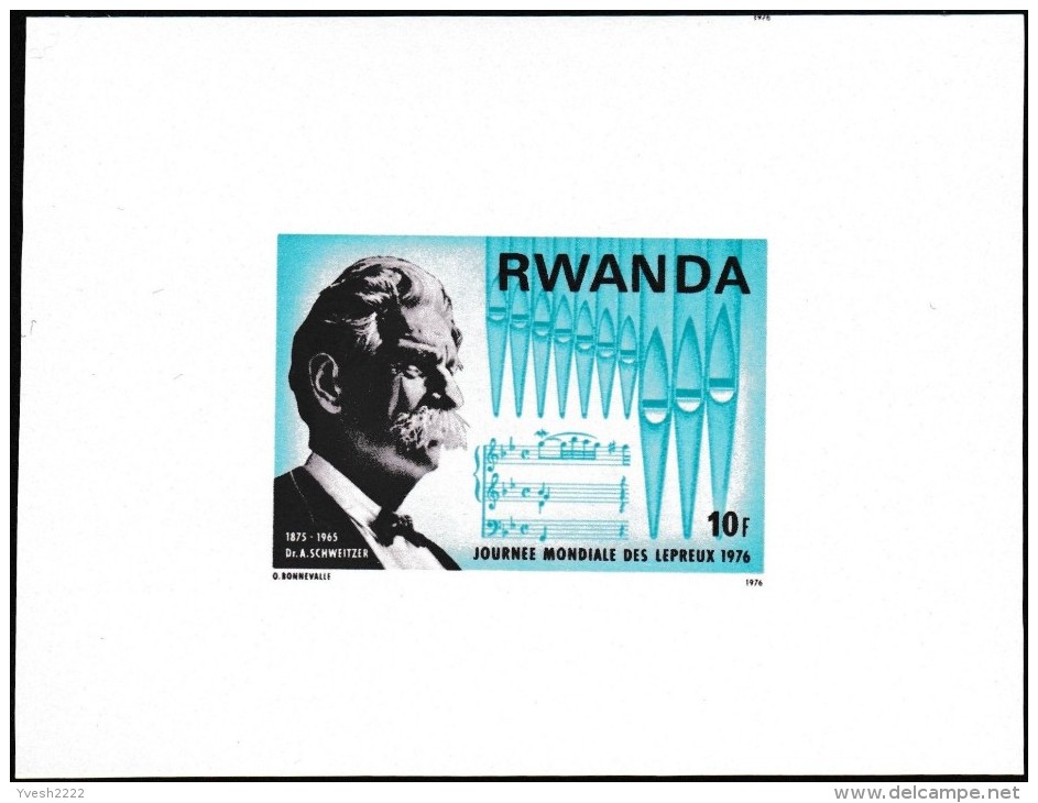 Rwanda 1976 COB 713/20. 8 épreuves finales. Dr Albert Schweitzer, prix Nobel. Lambaréné, portrait, orgue, palmiers