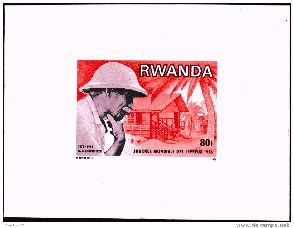 Rwanda 1976 COB 713/20. 8 épreuves finales. Dr Albert Schweitzer, prix Nobel. Lambaréné, portrait, orgue, palmiers