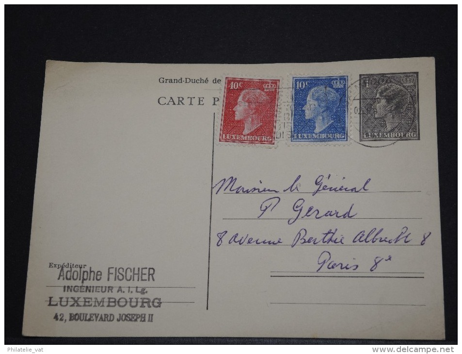 LUXEMBOURG - Entier Avec Complément D´affr. Pour Paris - 1951 - A Voir - P17607 - Ganzsachen