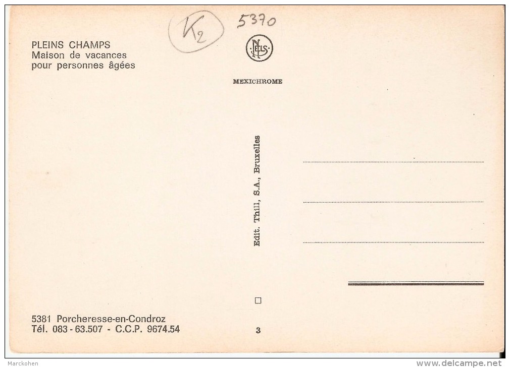 HAVELANGE - PORCHERESSE / GERIATRIE (5370) : MAISON DE VACANCES "PLEINS CHAMPS" (pour Seniors). CPSM. - Havelange