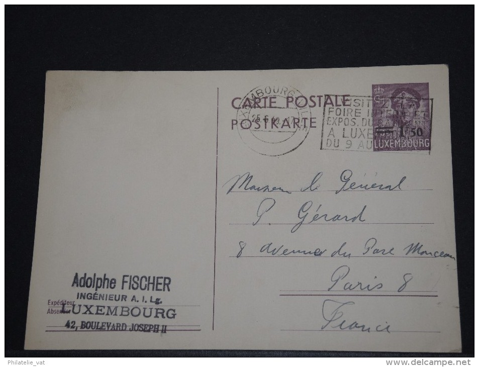 LUXEMBOURG - Entier Pour Paris Avec Rectification Du Nouveau Tarif - Juin 1949 - A Voir - P17609 - Stamped Stationery