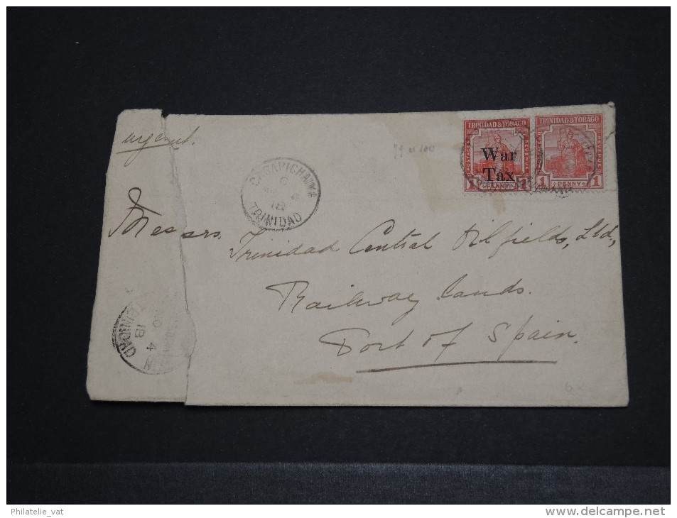 TRINIDAD ET TOBAGO - Env Pour Port D´Espagne - Fatigué Et Réparée à Gauche - 1918 - A Voir - P17629 - Trinidad & Tobago (...-1961)