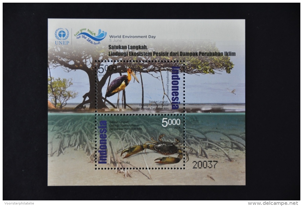 N 286 ++ INDONESIA 2014 VOGELS BIRDS CRAB KRAB MNH ** - Indonesië