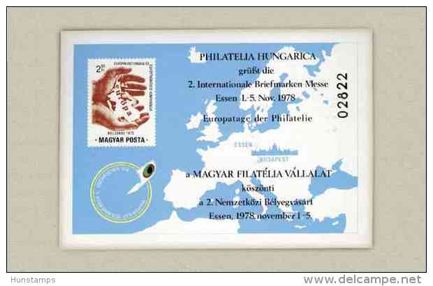 Hungary 1978. Essen Stamp Exhibition Commemorative Sheet Special Catalogue Number: 1978/1. - Commemorative Sheets