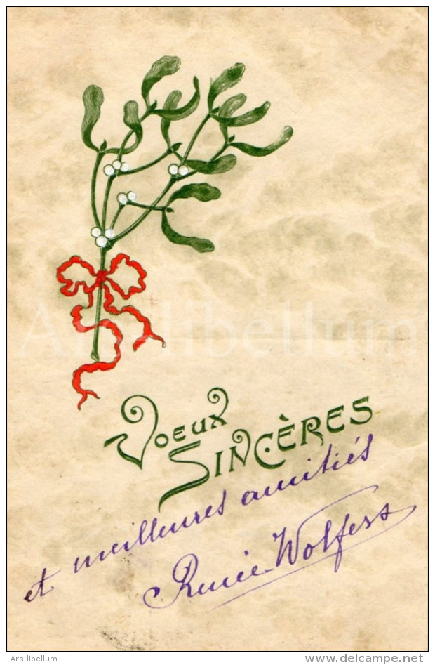 CPA / Postcard / Mistletoe / Voeux Sincères / Christmas / Raphael Tuck / Serie 731 / Paris / 1908 - Tuck, Raphael