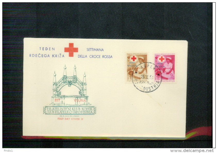 Trieste Zone B 1953 Michel 5+5 Red Cross Tax Stamps Scarce FDC - Marcophilie
