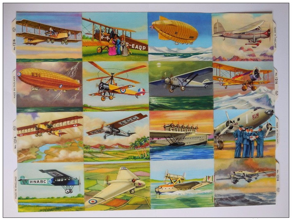 SCRAPS MLP 1216 Planes Aircraft Big  Mamelok Vintage Sheet Decoupis Oblaten Decoupage Glanzbilder - Scrapbooking