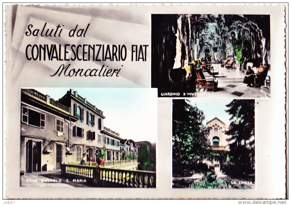 CARTOLINA    MONCALIERI - CONVALESCENZIARIO FIAT        VIAGGIATA 1955 - Moncalieri