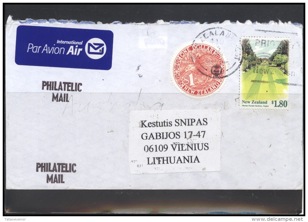 NEW ZEALAND Brief Postal History Envelope Air Mail NZ 004 Landscape Birds Shaped Stamps - Covers & Documents