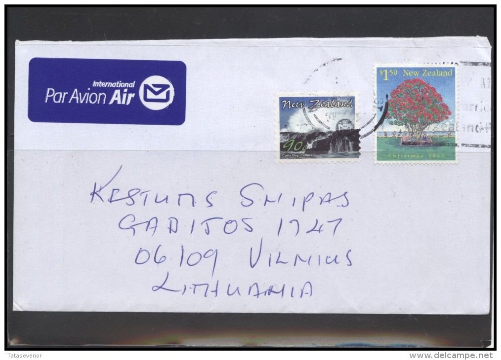 NEW ZEALAND Brief Postal History Envelope Air Mail NZ 006 Christmas Curio Bay Landscape - Storia Postale