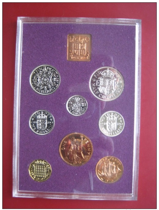 UK British 1970 Last Pre-decimal £SD 8 Coin PROOF Coinage Set By Royal Mint 1/2 Penny To Half-Crown - Mint Sets & Proof Sets