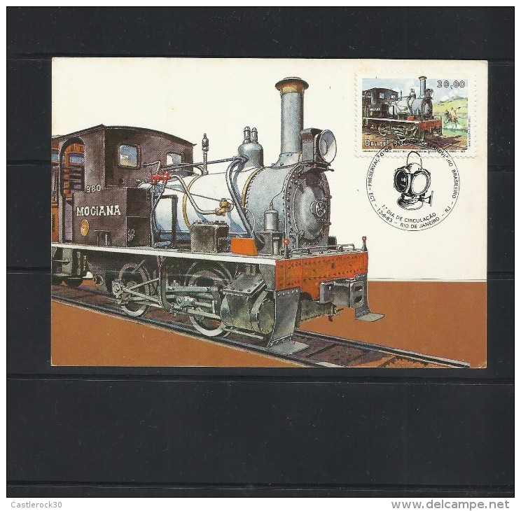 O) 1983 BRAZIL, LOCOMOTIVE -HERITAGE RAILWAY, MAXIMUM CARD. SLIGHT TONED, XF - Tarjetas – Máxima