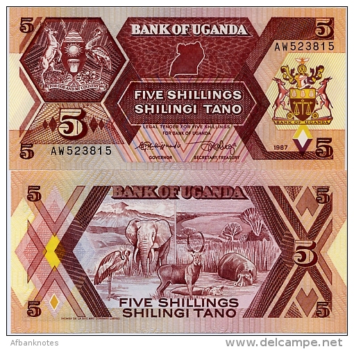 UGANDA       5 Shilingi       P-27       1987       UNC - Uganda