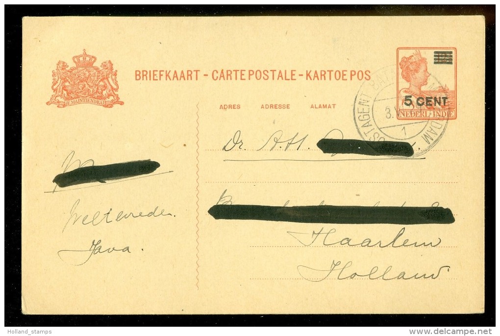 NEDERLANDS INDIE * HANDGESCHREVEN BRIEFKAART Uit 1929 Van POSTAGENT BATAVIA-ROTTERDAM Naar HAARLEM (10.445p) - Nederlands-Indië